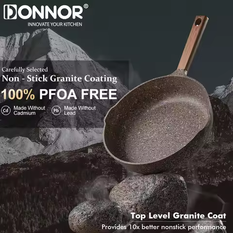 DONNOR Granite Frying Pan 20/24/28cm Medical Stone Frying Pan Skillet Omelet Pan Healthy Non Toxic w