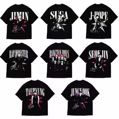 Vintage BTS Shirt Retro Kpop Bangtan Members Tee Gift for ARMY 2026 Summer Men Women Fashion Cotton 
