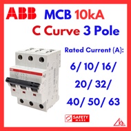 (SG Stock) ABB MCB 10kA C Curve 3Pole (6/ 10/ 16/ 20/ 32/ 40/ 50/ 63 A) Miniature Circuit Breaker