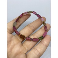 D3860 Natural Gem Color Rich/Tourmaline Hand Bead Bracelet Weight: 6.6g Size Approximately: Width 5.