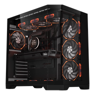 HiteqPC | ATX Dual-Chamber PC Gaming Case Tempered Glass Front and Side - Coolman Spectra Luxe