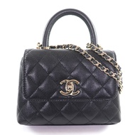 全新未使用 ★ 香奈兒 AP4244 魚子醬皮 Coco Handle 迷你單肩包，黑色，金色五金，附原廠盒和防塵袋，義大利製造，女士款