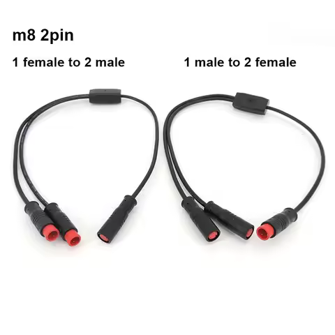 Waterproof m8 2 Pin way Y Splitter 1 male female to female male cable Splitter Connector 9mm Signal 
