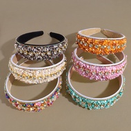 Fashion Color Gravel Turquoise Rhinestone Headband Baroque Wide-Brimmed Candy Color Headband All-Mat