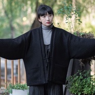 編織肌理 粗花呢子日式和服道袍 半纏棉服 無性別穿搭