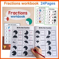 24pages/Set Fraction Practice Book Kids Learning Math Foundation Fraction Cognition Handwritting Wor