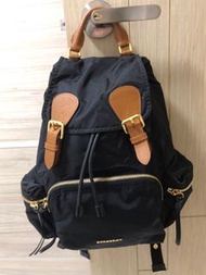 (SUPER SALE)Burberry Rucksack Backpack, Medium, Black and Brown leather