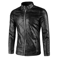 Casual Clubbing Fashion Streetwear Flap Button Embellished Faux Leather Jacket Baju Jaket Lelaki