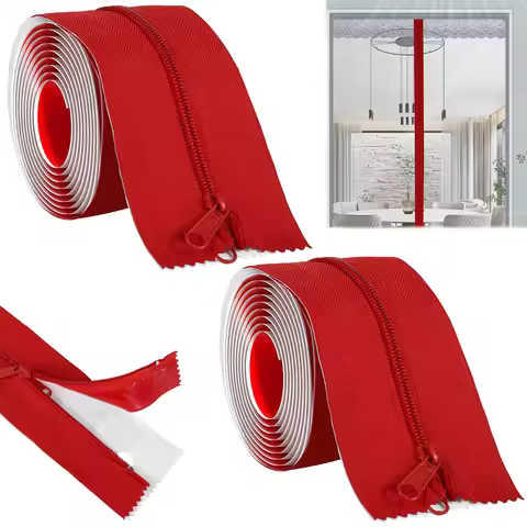 7ftx3in Nylon Coil Zipper Tape With Zipper Slider Door Zipper Self Adhesive Dust Zipper For Plastic 