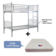 [A-STAR] Silver Metal Double Decker Bed + 6 inch US Spring