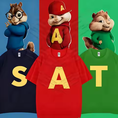 Alvin And The Chipmunks Red Shirt Unisex S/P Movie Promo Nerd Geek Animation Adult T-shirt Graphic T