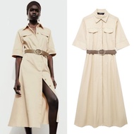 Beige Waist Belt Maxi Dress 75583 (TA)