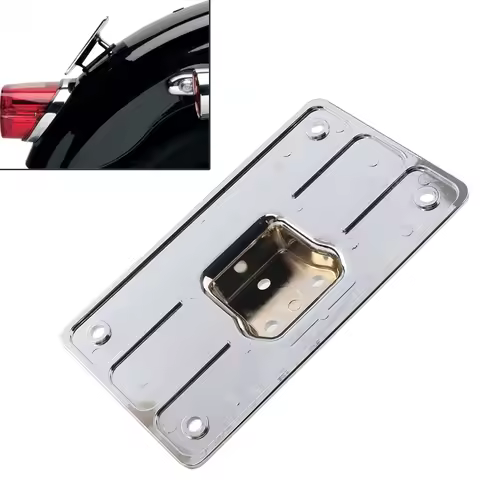 7*4" Chrome Motorbike Laydown Tilt License Plate Frame Mount For Harley Big Twins Sportster Dyna Sof