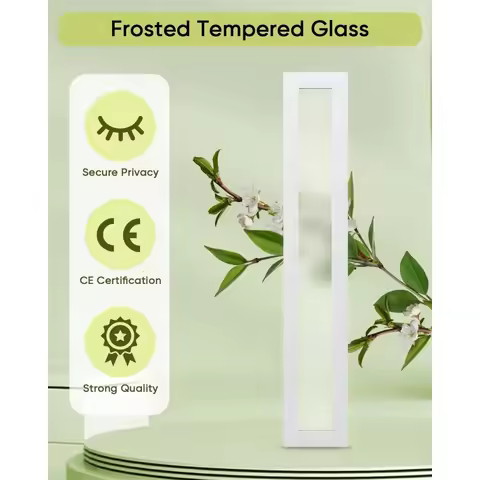 Bifold Closet Door for 24"x80" Opening, 1-Lite Frosted Tempered Glass Bifold Doors with Hardware Kit