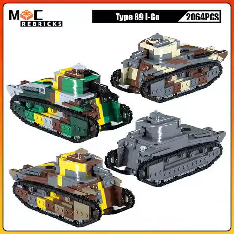 MOC Building Blocks Military Weapon Type 89 I-Go WW2 Medium Tank Technology Armored Vehicle Model Cr