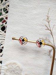 日式風格耳環【圓町】 剪紙藝術 簡約貼耳  樹脂耳環 獨特耳環