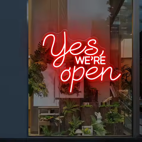 Yes, We're Open Neon Sign Shop Window Decor We Are Open LED Sign Christmas Decor Best Gifts Custom O
