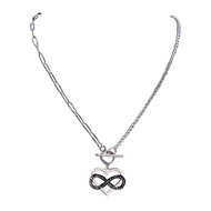 Stainless Steel Crystal Infinite Loop Symbol Necklace Y2K Hip Hop Cool Hot Love Heart Chain Necklaces Jewelry collier N4810S06