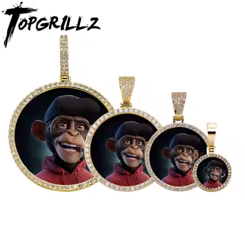 TOPGRILLZ Oversize Large/Small Round Custom Photo NFT Necklace For Digital art and Cryptoart Couple