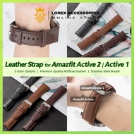 Strap for Amazfit Active 2, Premium Quality Leather 20mm, Stainless Steel Buckle (smartwatch active2