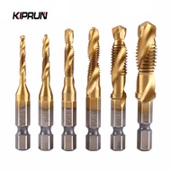 KIPRUN 6pcs M3-M10 Screw Tap Drill Bits Hss drill and Tap Bits 1/4 Hex Shank Metric Combination Bit 