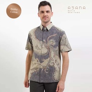 KEMEJA Jiwanta Short Sleeve Batik Asana Shirt - biru