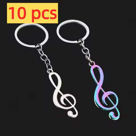 10Pcs Music Keychain Music Note Keychain Music Note Keyfob G Clef Musical Symbol Metal Key Rings Stu