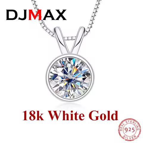 DJMAX 1-2ct D color Moissanite Diamond 18K Gold Plated Classic Necklaces For Women Wholesale