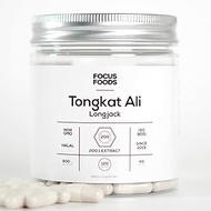 Focus Foods Tongkat Ali Longjack 1:200 Extract - High Potency, Non-GMO, Halal, 120 Capsules, 60 900mg Servings