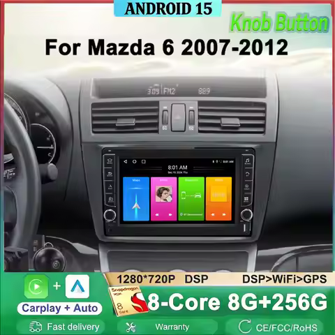9-inch knob Android 15 Car For Mazda 6 GH 2008-2015 Multimedia Player GPS Navigation Auto Stereo GPS