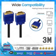 VGA Male to Male Cable 300cm / 3m 3 Meter Gold Plated/ Good Quality