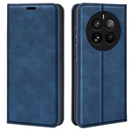 全城熱賣 - 適用於 Realme 12 Pro+ 復古膚感磁吸手機皮套（深藍）