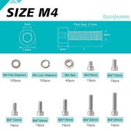 M4 x 8mm 10mm 12mm 16mm 18mm 20mm 25mm, Hex Socket Head Cap Screws Bolts Washers Nuts Assortment Kit