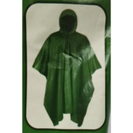 Vinyl Reusable Poncho Lightweight Adult Size Army Green - 52x80 inch / 132cm x 203cm.