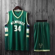 Children Antetokounmpo Brother Bucks Jersey Men Women No. 34 Basketball Uniform Suit Summer Competit