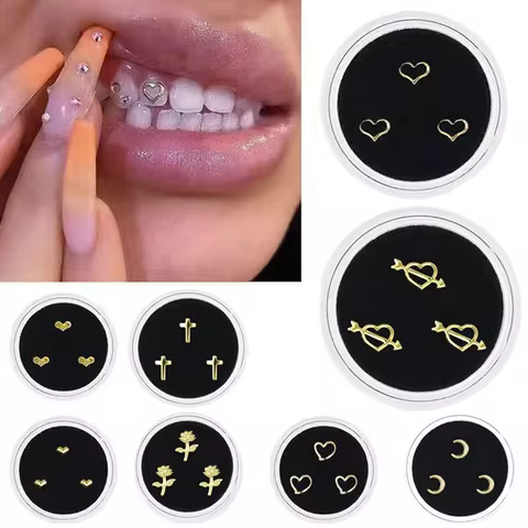 3 PCS Tooth Jewelry Ornaments Acrylic Teeth Gems Kit Tooth Diamond Teeth Decoration With Box Fashion