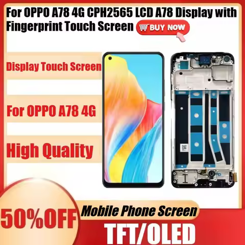 New TFT/OLED for OPPO A78 4G CPH2565 LCD A78 Display with Fingerprint Touch Screen Digitizer Panel A