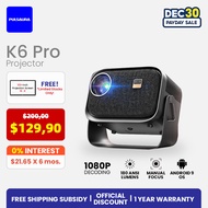 PULSAURA K6 Portable Mini Smart Projector 1080P 4K Decode Android 9.0 Wifi Projector