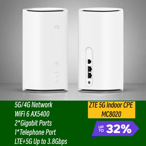 Unlocked ZTE 5G CPE MC8020 WiFi 6 AX5400 NFC Indoor Mesh Router SDX55 3.8Gbps 128 Users 4G LTE CAT22