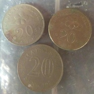 3pcs Koleksi Uang Koin Manca Negara Malaysia Pecahan 20 Sen