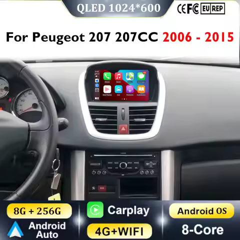 Android 16 Wireless CarPlay Autoradio For Peugeot 207 207CC 2006-2015 Car Radio Multimidia Android A