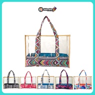 Byahe Bag Quality PVC Clear Tote Bag with Colorful Accents for Everyday Use/Shopping/Travel/Beach