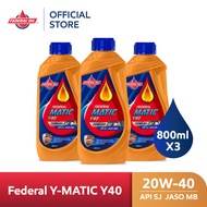 FEDERAL Oil Matic y 40 20W-40 0.8L 800ml - Automatic Motorcycle Oil (3 Bottles)