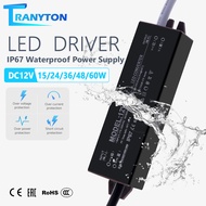 Waterproof LED Driver IP67 Power Supply Lighting Transformer AC170V~265V To DC 12V 15W 24W 36W 48W 6