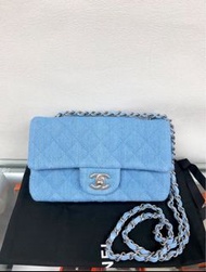 (尖沙咀門市💖) 全新 Chanel cf mini 20 classic flap denim 淺藍牛仔
