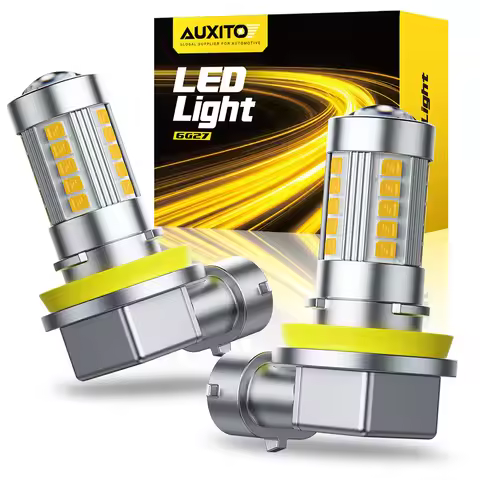 AUXITO 2Pcs Fanless H11 H8 LED Bulbs Fog Lamp 3000K Golden Yellow H9 H16(JP) LED Car Driving Lamp Wi