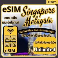 eSIM ซิมท่องเที่ยวสิงคโปร์–มาเลเซีย /รองรับ 5G/4G / ไม่จำกัดอินเตอร์เน็ต UNLIMITED  จัดส่งอัตโนมัติ 
