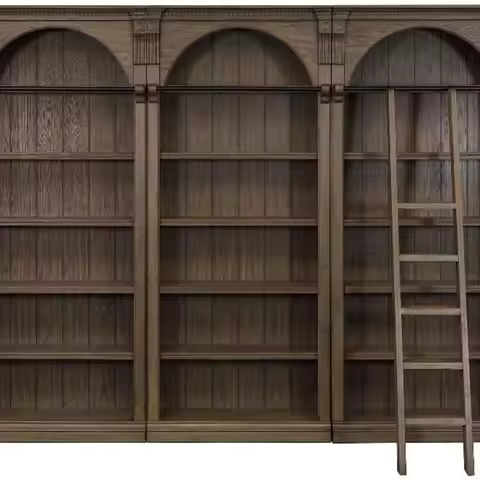 8-Foot Tall Traditional Bookshelf with Ladder, Storage and Display Unit for Home Office or Living Ro