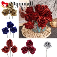 QQMALL Foam Roses 6cm Blue Roses Bride Bouquet Wedding Party Decor Artificial Flowers