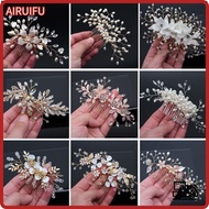 AIRUIFU Bridesmaid Hairpins Handmade Hair Accessories Crystal Peals Headpieces